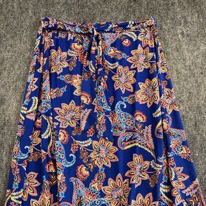 Blue Floral Maxi Skirt XL 29 long